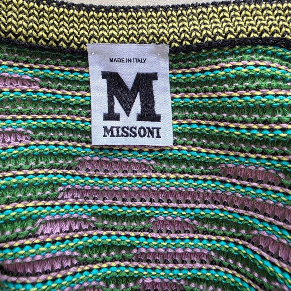 Missoni Knit Cardigan Jacket Green Pink Zigzag‎ Sz L Made in Italy - Picture 3 of 5